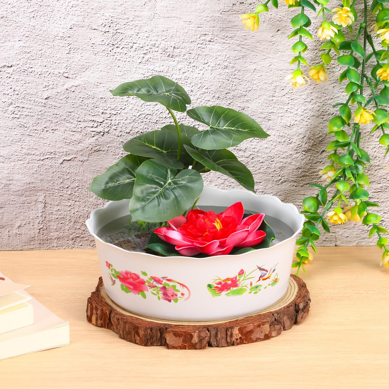 HANABASS 3 Pcs Hydroponic Lotus Water Lily Planter Planting Bowl Round Shallow Flowerpot Container Fish Bowl for Water Lily, Succulent, Aquatic Plant Garden Decoration