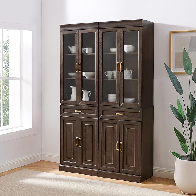 Crosley Furniture Stanton 2-Piece Glass Door Kitchen Storage Pantry Cabinet
