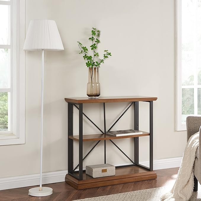 Leick Home Finnick Mixed Metal Bookshelf, 2 Shelves, Easy Assembly,