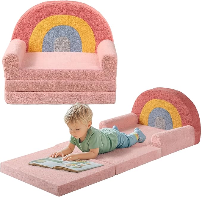 little dove Extra Wide Soft Toddler Couch Fold Out, Comfy Toddler Chair