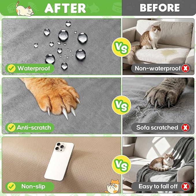 LOllON Velvet Couch Cover for Cats Dogs Kids
