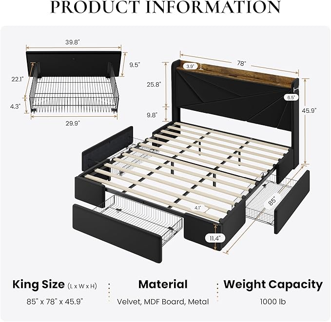 SHA CERLIN King Size Bed Frame