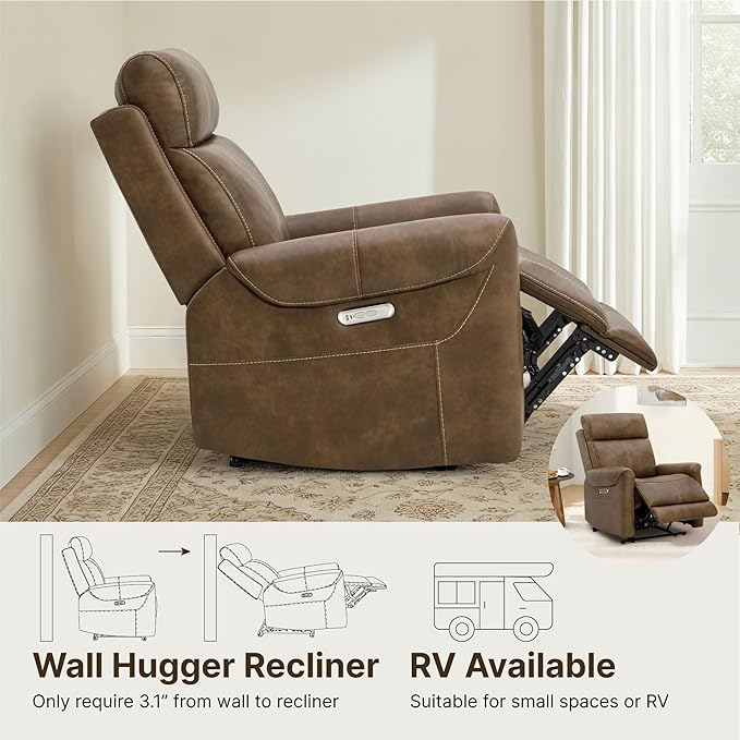 KISLOT Leather Recliner Chair Set of 2, Wall Hugger RV Recliners