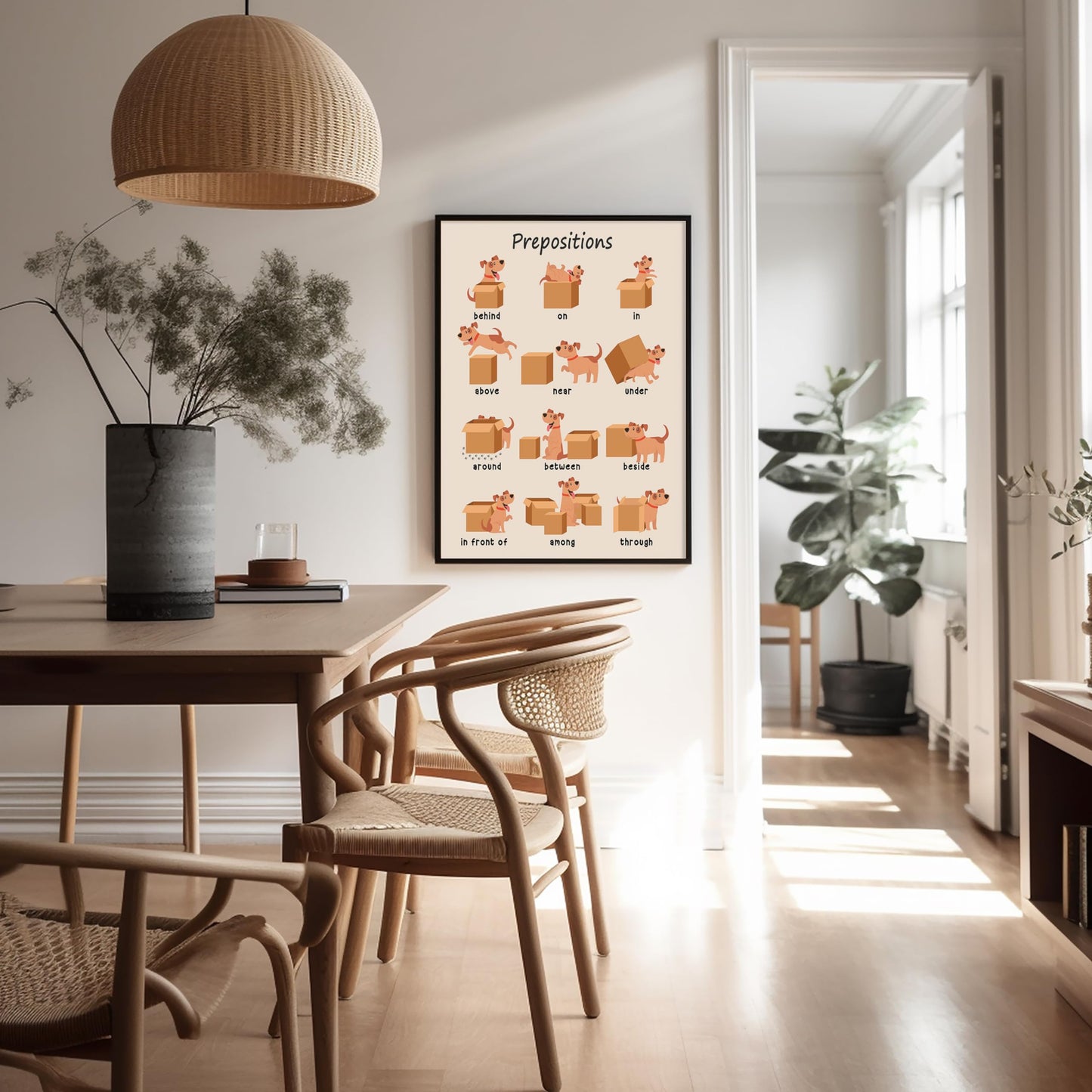 Poster Master Prepositions Poster - Educational Print - Learning Materials Art - Cat & Box Art - Gift for Kids, Students & Teacher - Great Wall Decor for Classroom or Library - 8x10 UNFRAMED Wall Art