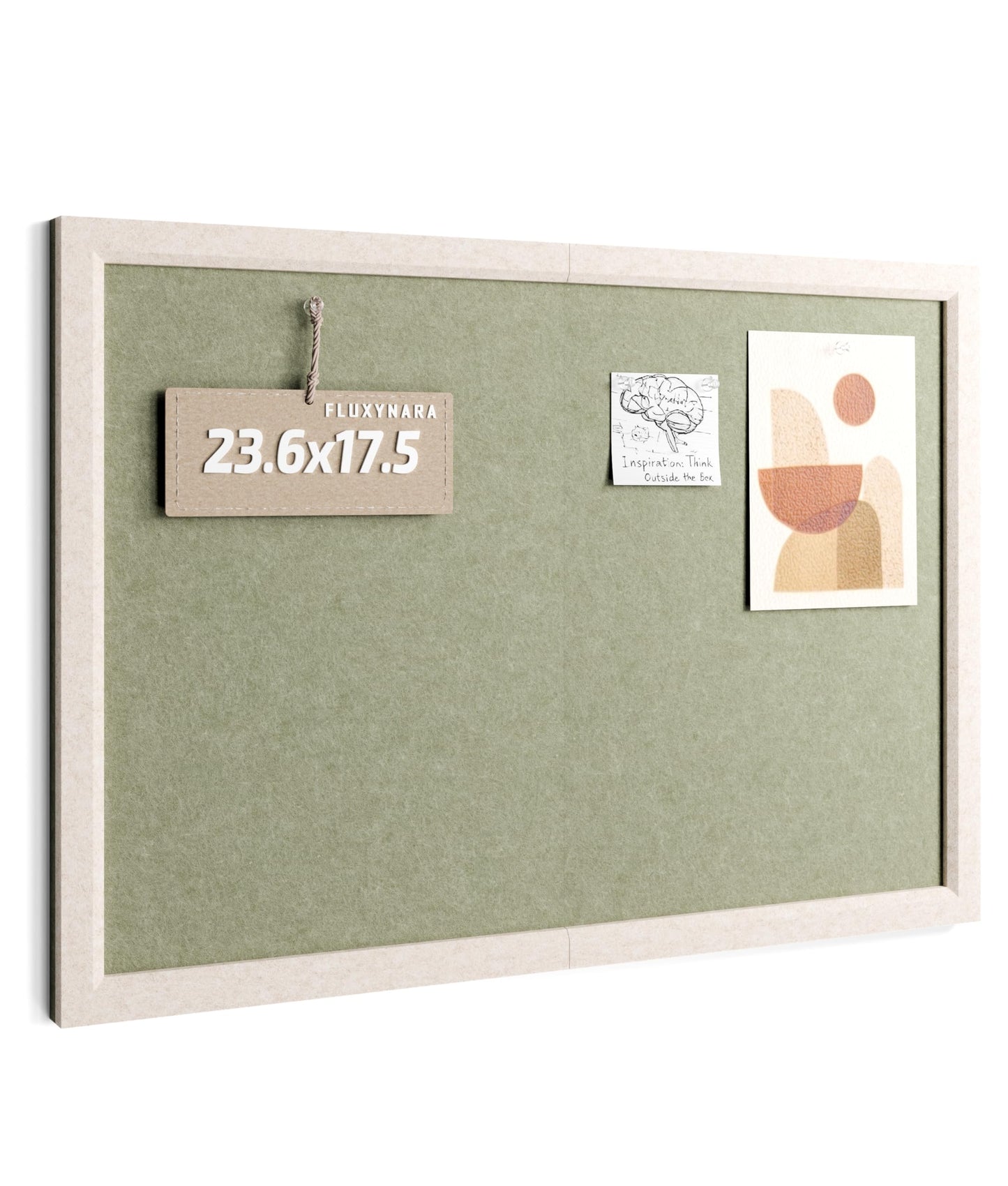 Fluxynara Foldable Cork Board Alternative, Felt Bulletin Board 23.6" x 17.5" Oatmeal Frame with 12 Adhesive Tabs, Pin Board for Home Office, Classroom, Entryway, Kitchen Wall Decor—Sage