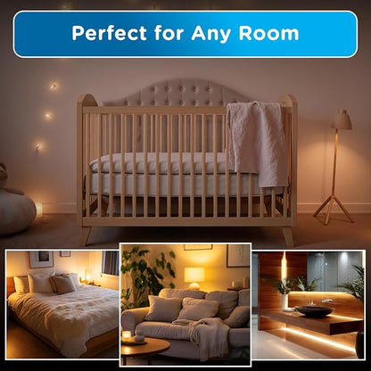 Enbrighten SleepLite Motion Sensor Night Lights Plug Into Wall Nightlight Amber Light Bathroom Bedroom Kitchen Nursery Kids Adults White 2-Pack