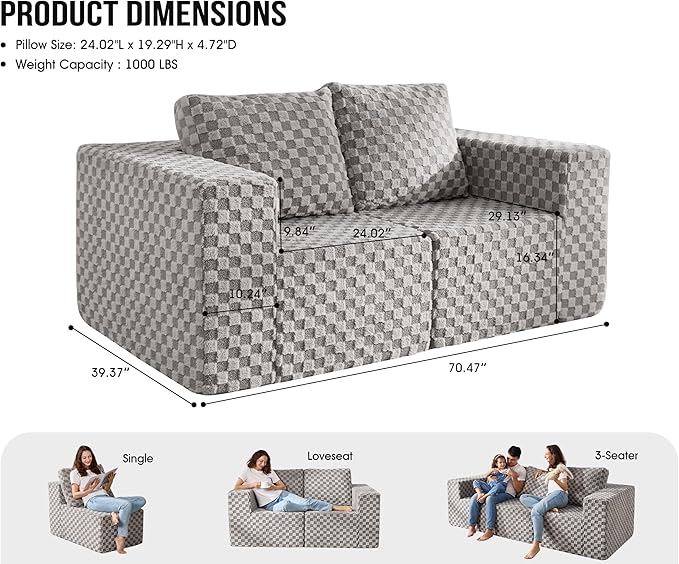 Modular Sectional Sofa 2 Seater Loveseat Modular Couch