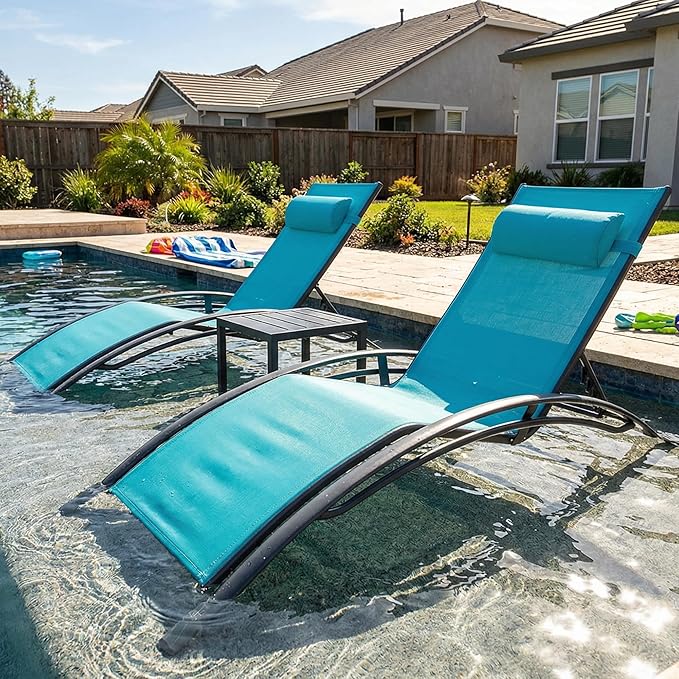 PURPLE LEAF Patio Oversized Chaise Lounge Chair Set
