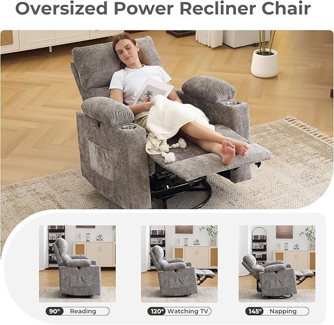 Oversized Power Recliner Chair Swivel Glider