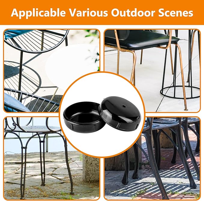 36-Pack Wrought Iron Patio Furniture Feet Caps 1-1/2 inch Round Plastic Outdoor