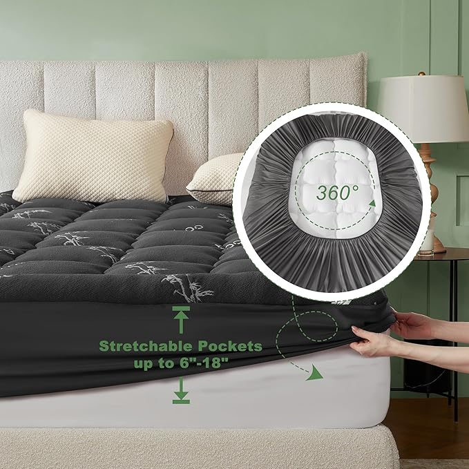 BEDLORE RV Queen Mattress Topper Viscose Derived from Bamboo, Pillow Top