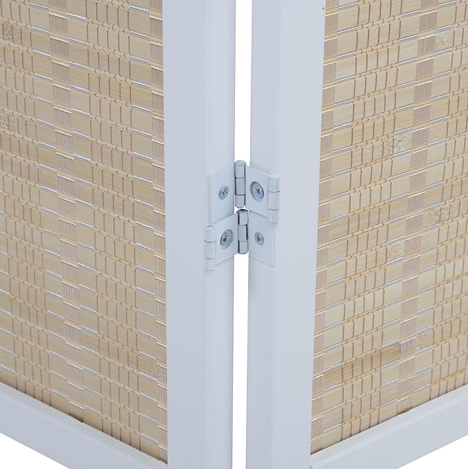 Roundhill Furniture Inkwell 4-Panel Bamboo Room Divider, Folding Portable
