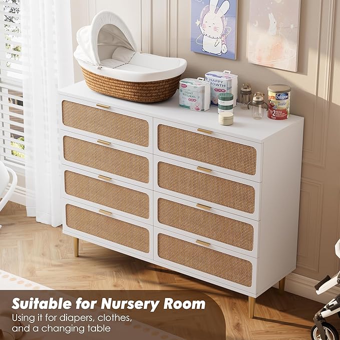 GarveeHome Rattan 8 Drawer Dressers