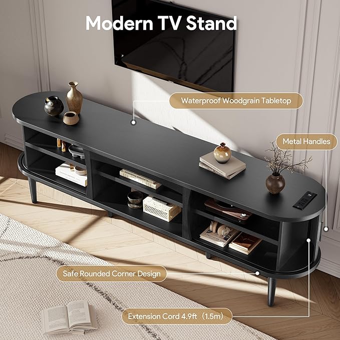 Decofy Mid Century TV Stand for TVs up to 90 Inches, Entertainment Center