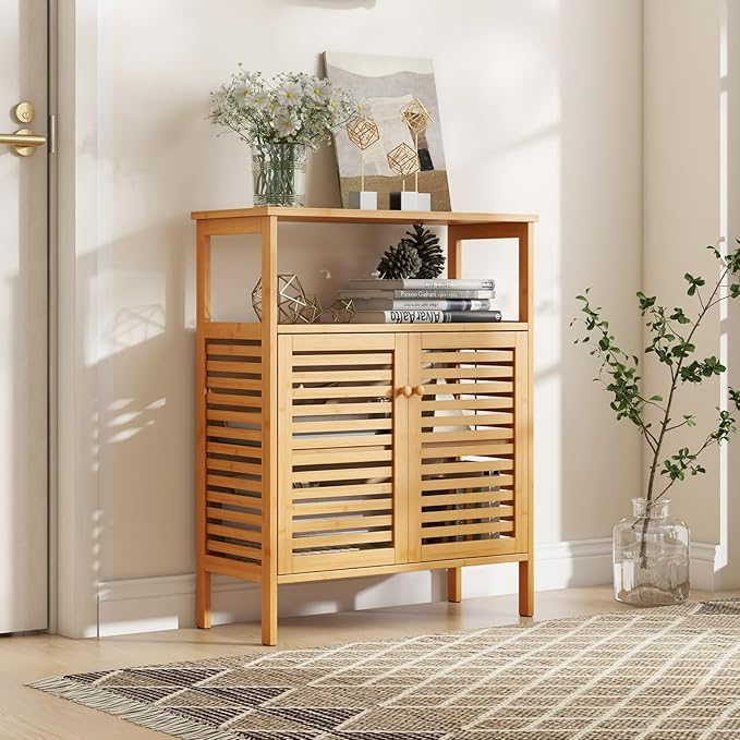 Giantex Storage Cabinet, Bamboo Bathroom Floor Cabinet