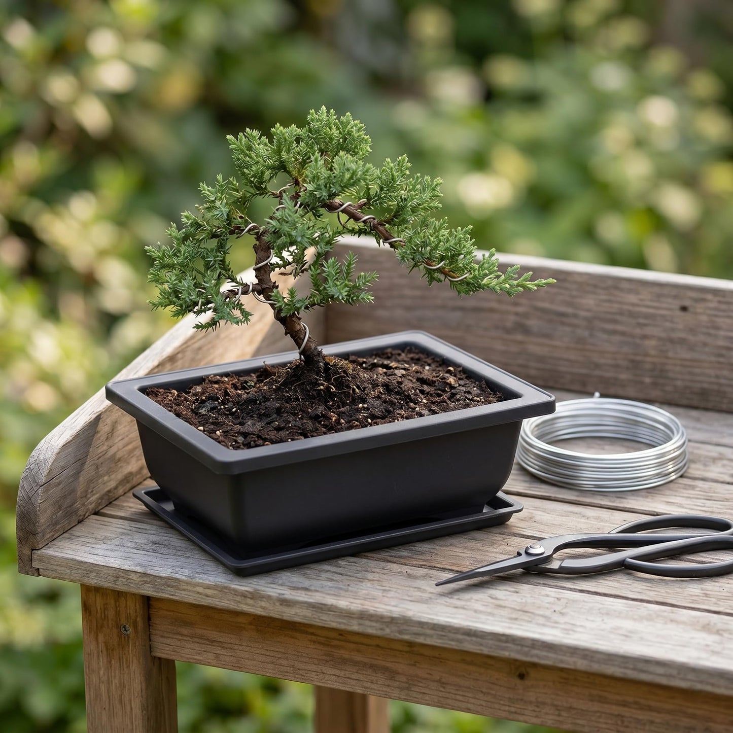 KINJOEK 15 PCS 6.5 Inch Plastic Bonsai Training Pots with Drainage Trays, Rectangular Plant Bonsai Tree Pot, Flower Succulent Growing Seedling Pot Container Planter for Garden Indoor Home Decorative