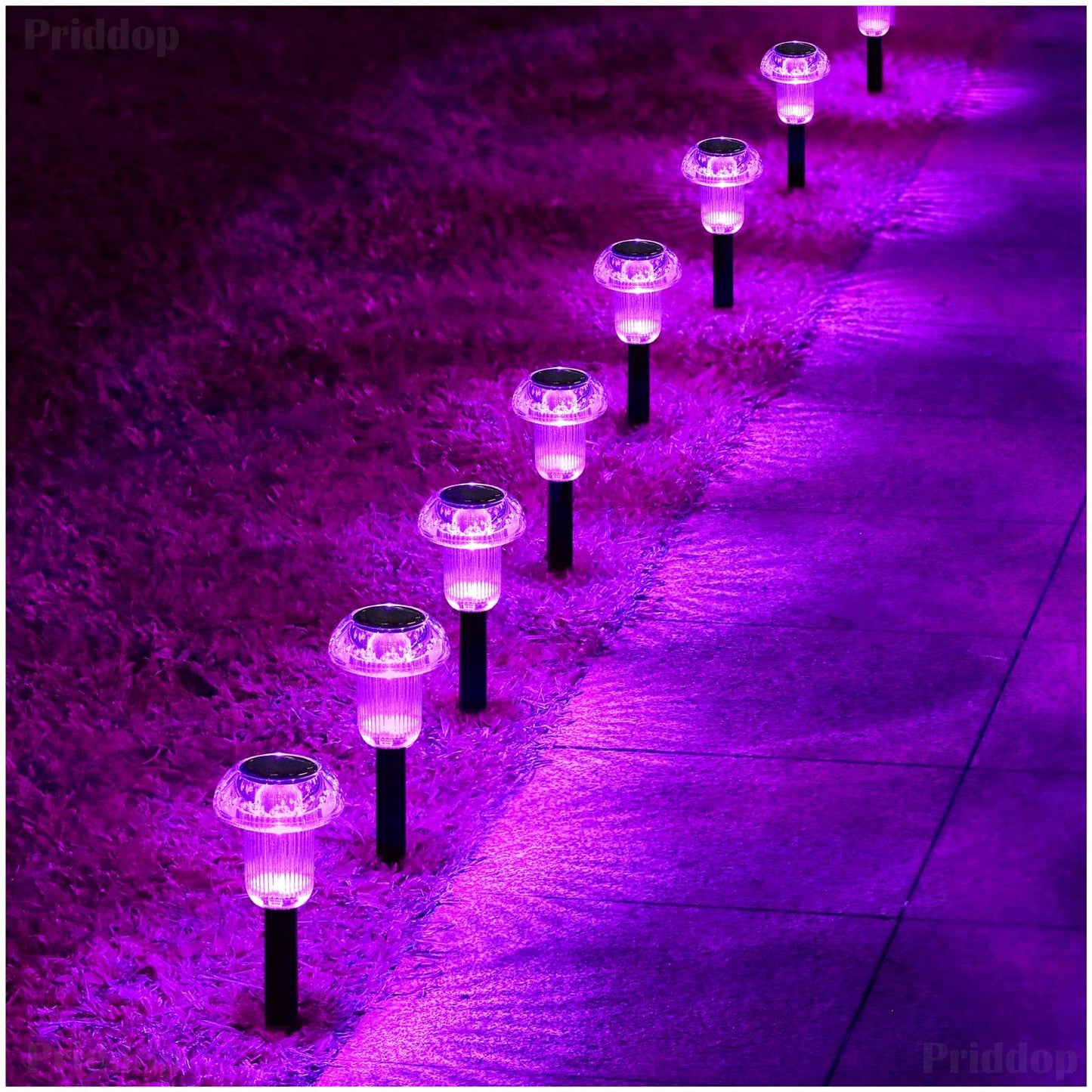 Priddop Solar Halloween Lights Outdoor 8 Pack Waterproof Purple LED