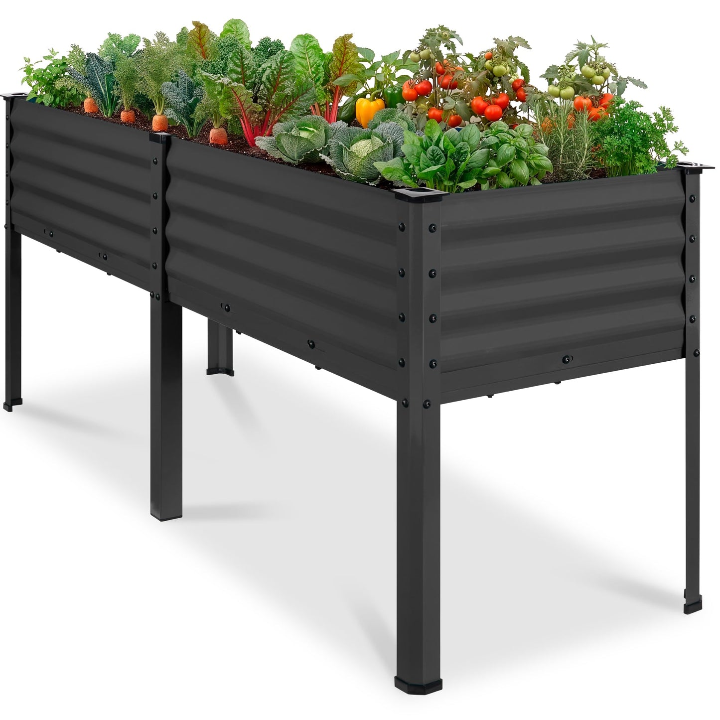 Best Choice Products 72x24x30in Non Toxic Galvanized Raised Garden Bed, Metal Elevated Planter Box, Vegetable Garden, 100% Non Toxic Materials - Charcoal