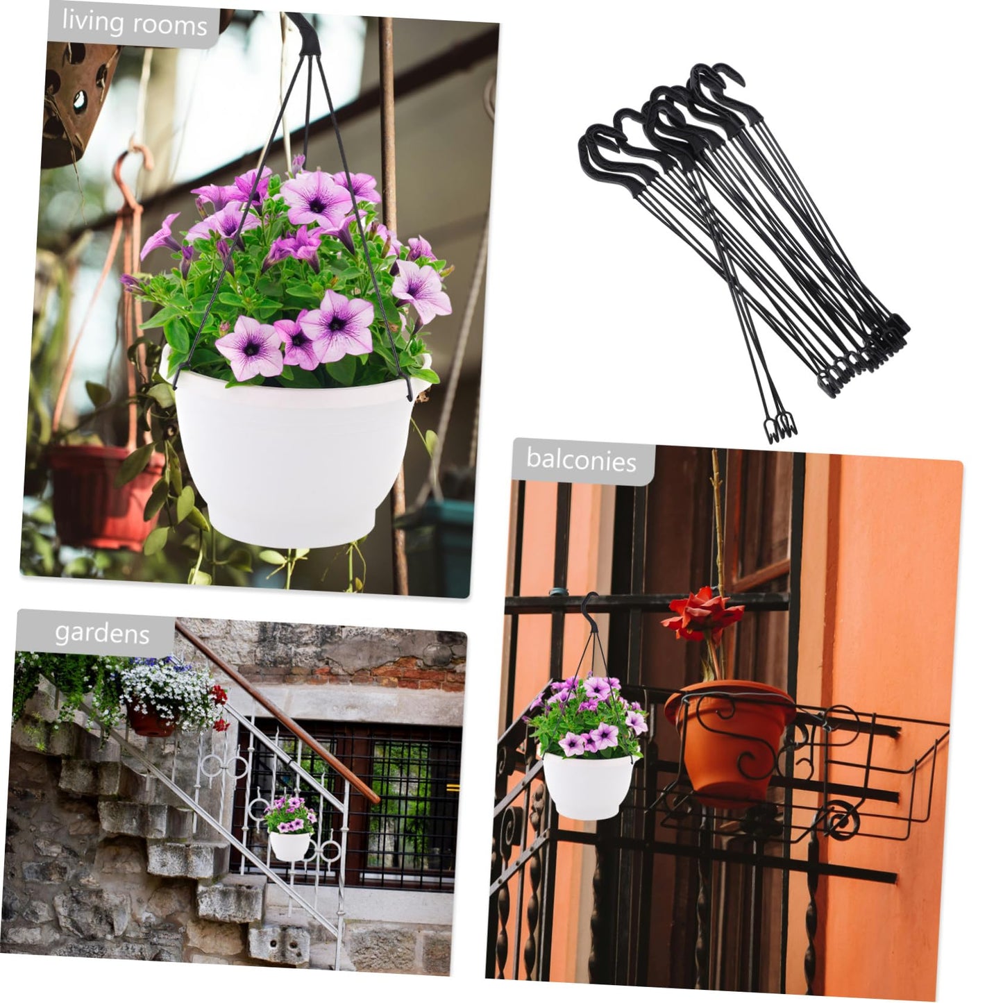 Cabilock 10pcs Plastic Hanging Hooks for Indoor and Outdoor Plant Display Flower Pot Hanger for Garden Balcony and Home Decor for Pothos