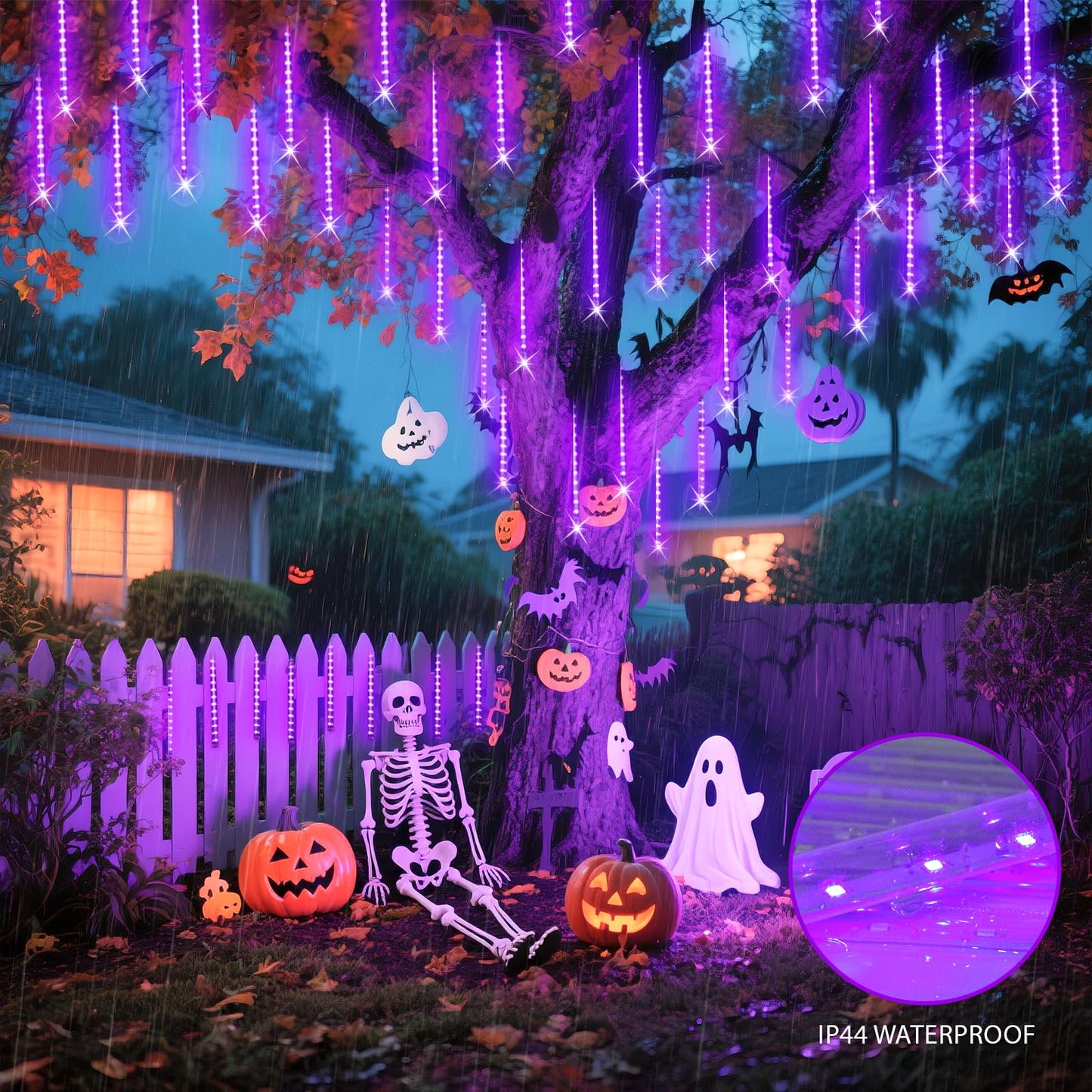 JMEXSUS Solar Halloween Lights Outdoor Purple Solar Lights