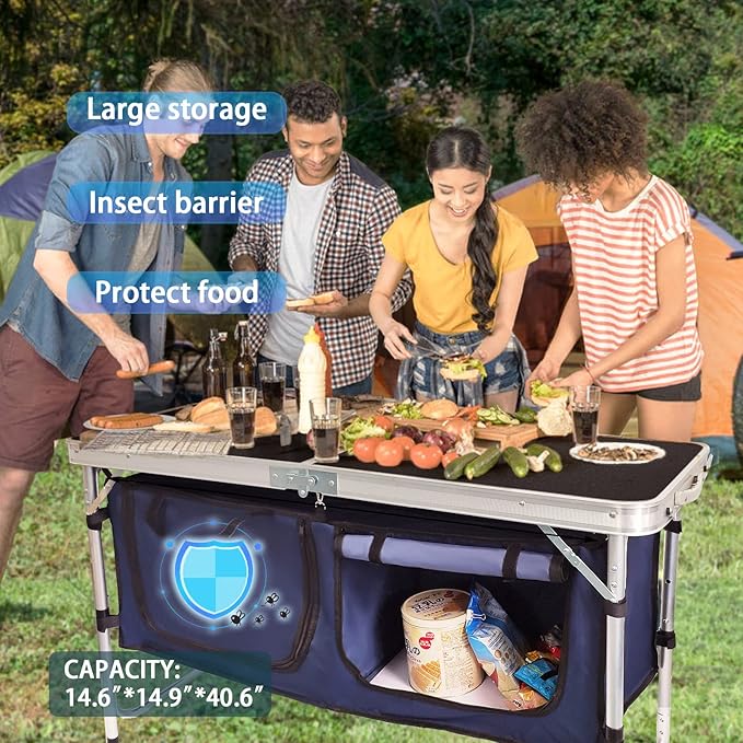 CampLand Outdoor Folding Table Aluminum Lightweight Height Adjustable