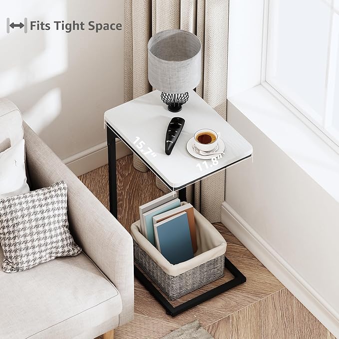 QEEIG C Table Side Table Set of 2 Living Room Sets C Shaped Couch Tray End