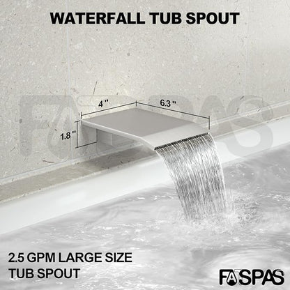 Brushed Nickel Shower System with 10-Inch Rain Showerhead and Tub Spout | cUPC-certified pressure balance brass valve to prevent scalding, CEC-certified air injection technology for low pressure