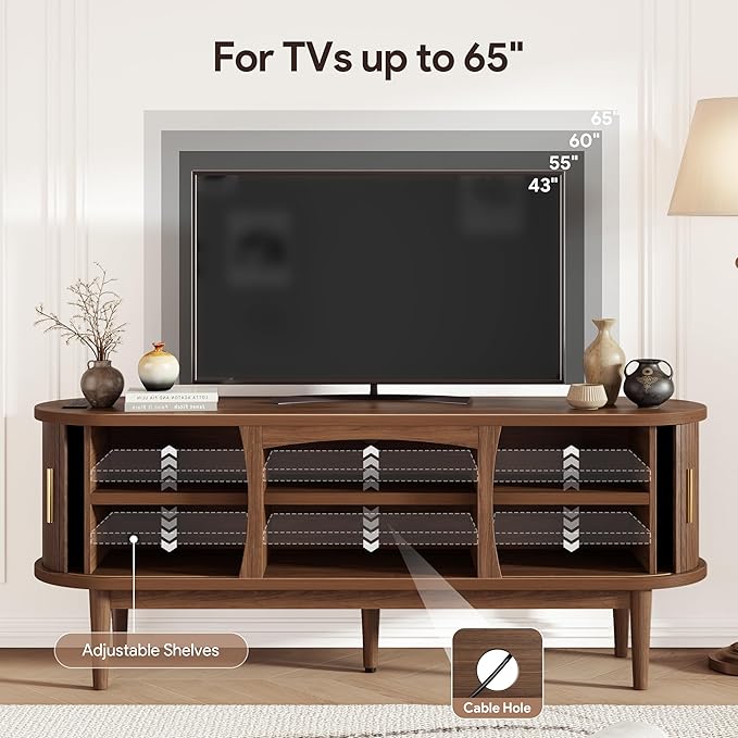 Decofy Mid Century TV Stand for TVs up to 65 Inches, Entertainment Center