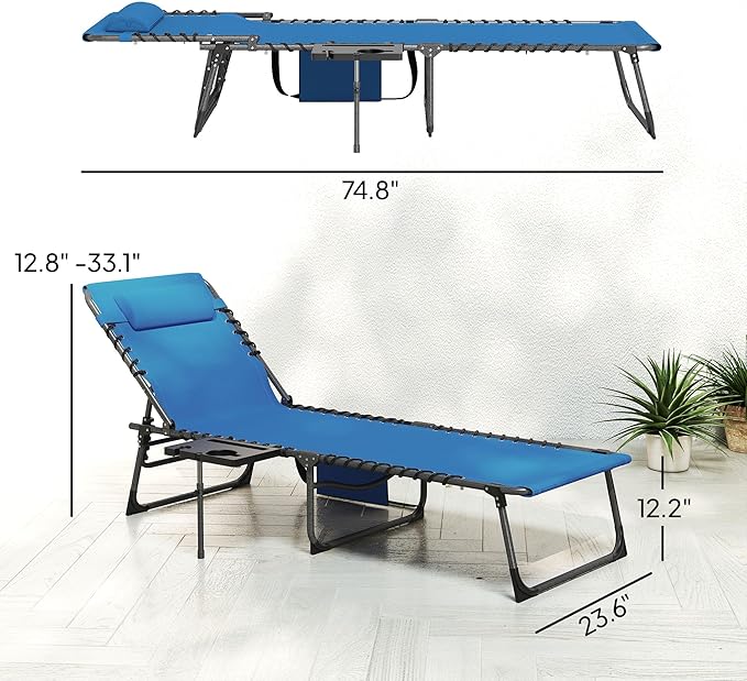 Outsunny Folding Chaise Lounge Chair Outdoor Tanning Chair