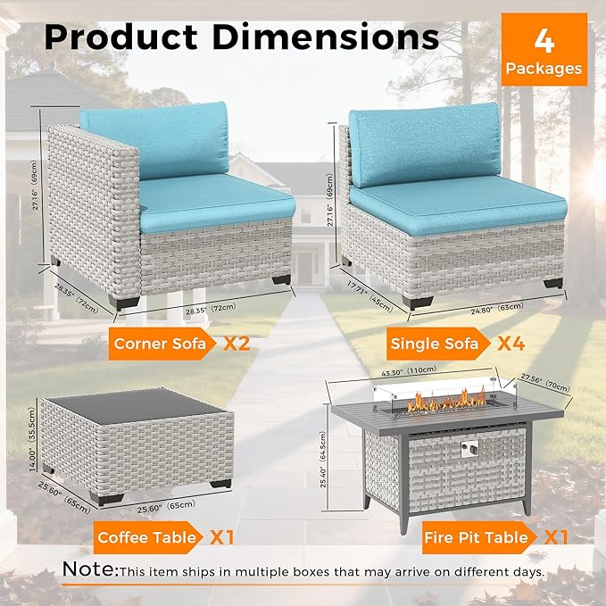 6-Seat Modern Outdoor Wicker Rattan Patio Furniture Set