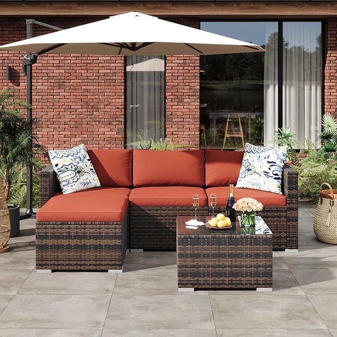 5-Piece Outdoor Sectional Sofa Set, All-Weather PE Rattan Patio Furniture