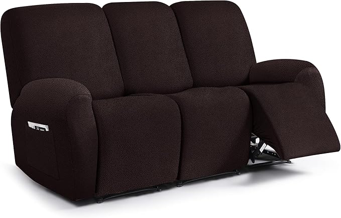 ANARACHON Leather Look Recliner Couch Cover, 8-Pieces Stretch Recliner Sofa