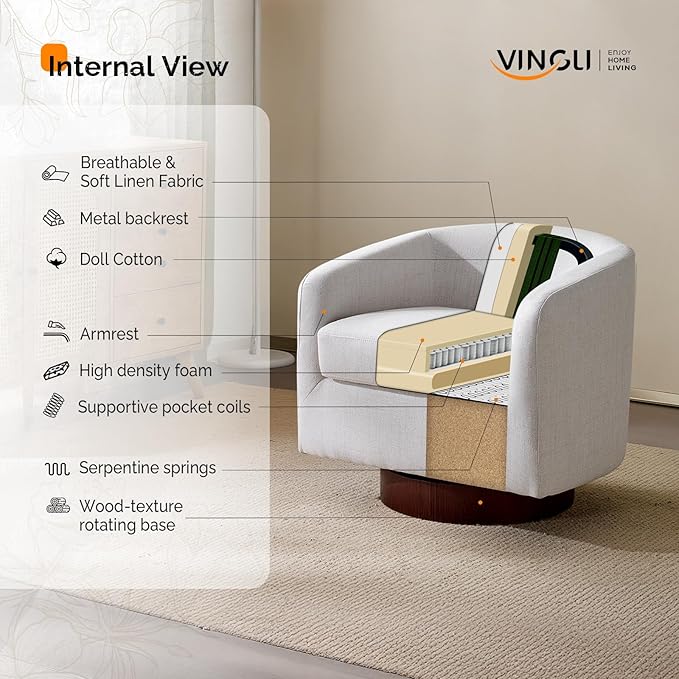 VINGLI 360°Swivel Accent Chair