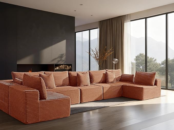 168" Cloud Sectional Couch, Comfort U Shaped Sofa