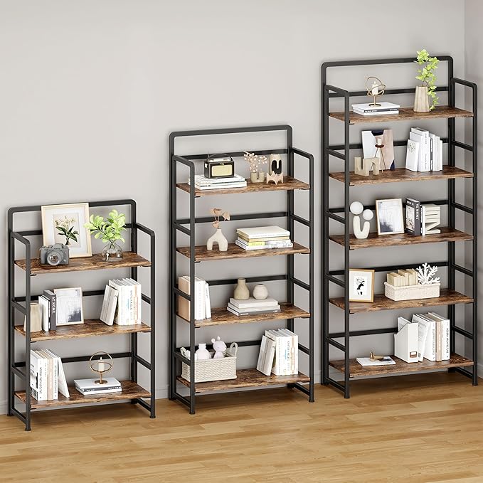 No Assembly Folding Bookshelf, 5 Tiers Collapsible Book Shelf
