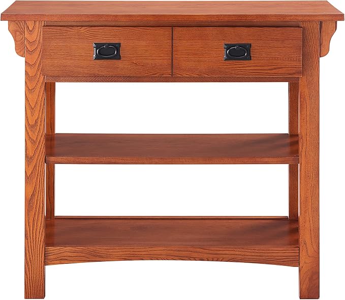 Leick Home Mission Impeccable Bookshelf, Solid Wood, 2 Drawers, 2 Shelves