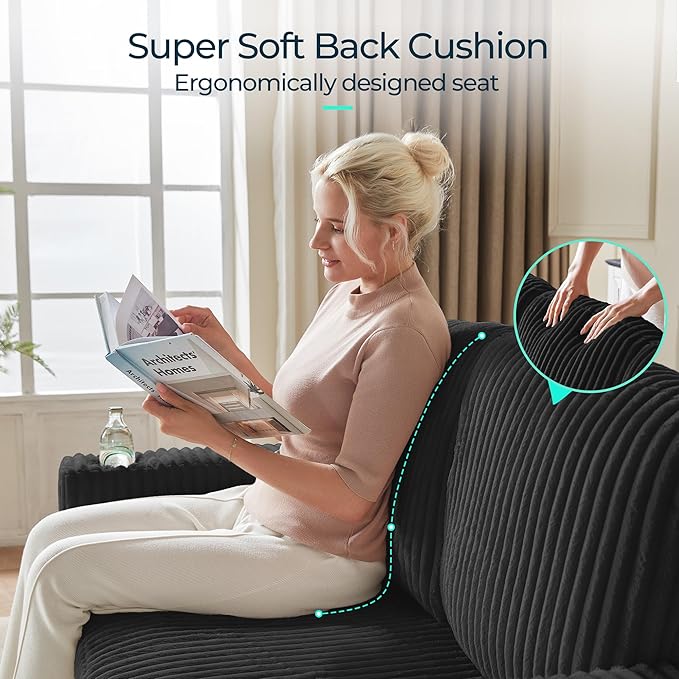 LINSY HOME Loveseat Sofa with Pull Out Couch Chaise: 2-in-1 Convertible 2