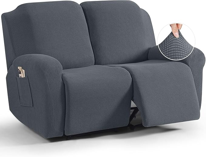 TAOCOCO Recliner Loveseat Slipcover, 6 Pieces Dual Recliner Sofa Covers