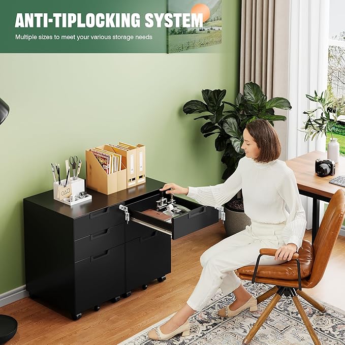 Letaya 3 Drawer Mobile File Cabinet