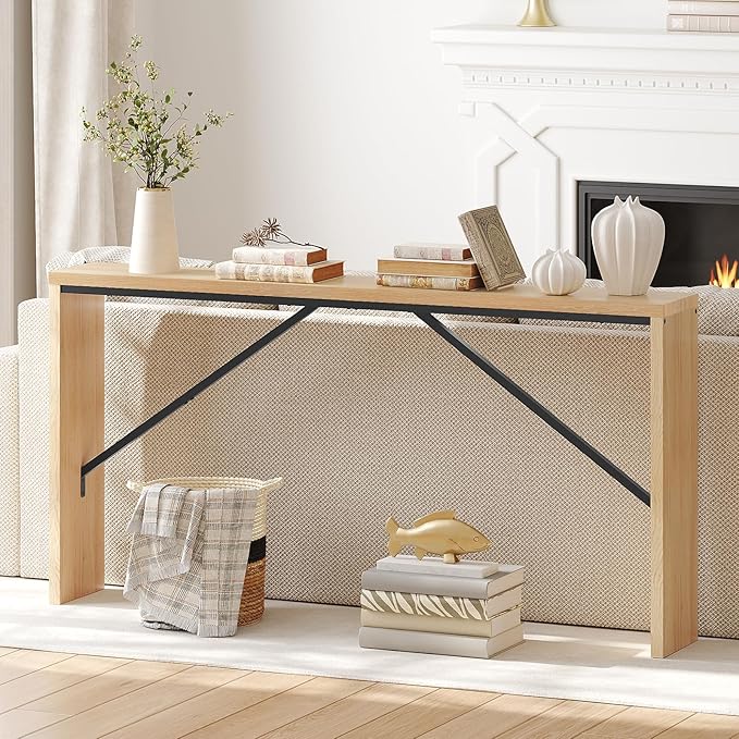 MAHANCRIS Console Table, 62.2" Long Sofa Table Behind Couch, Narrow Entryway