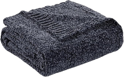 BOURINA Chenille Throw Blanket for Couch Sofa Chair Bed Home Decoration, Soft Warm Cozy Blanket for All Season（50" x 60", Grey）