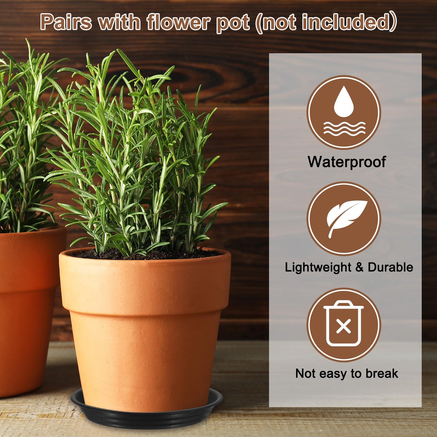 HARFINGTON 4pcs Plastic Plant Saucer 6.1" Round Drip Trays Flower Pot Saucers Flower Base Bottom Drainage Tray for Indoors Outdoors Planters, Beige