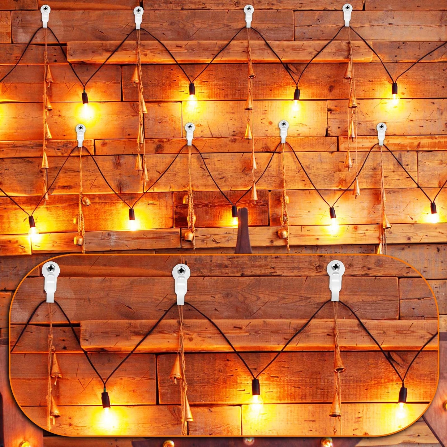 HiGift 36 Pack Light Hanger Hooks, White Stainless Steel Screw in Hook for Hanging Outdoor Lights, Rope Light Clips for Christmas and Holiday Decor, Wire and Fairy Led Lights