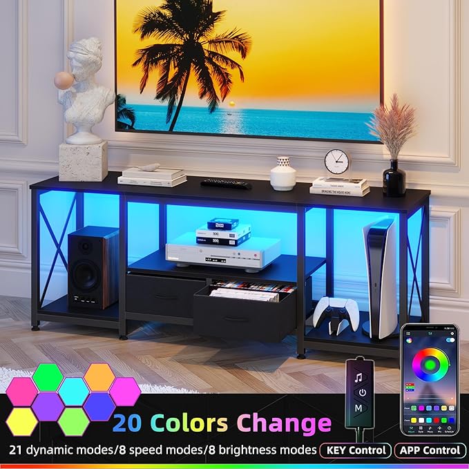 GYIIYUO TV Stand with Fabric Drawers