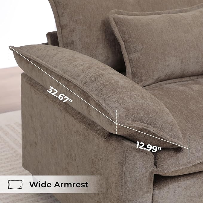 Modern Oversized Accent Chairs Set of 2, Chenille Cloud Sofa Chair