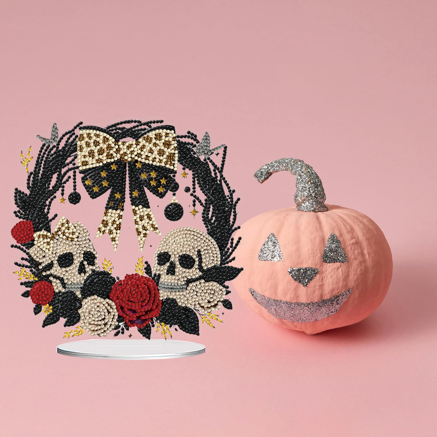 Fairyland JinWenn Decor for Home Diamonds Art kit Decorations, Halloween Skull Rose Wreath Diamonds Painting Kit for Adult Tabletop Gift DIY 5D Diamonds Dots Special Crystal Diamond 7.5X7.7 inch