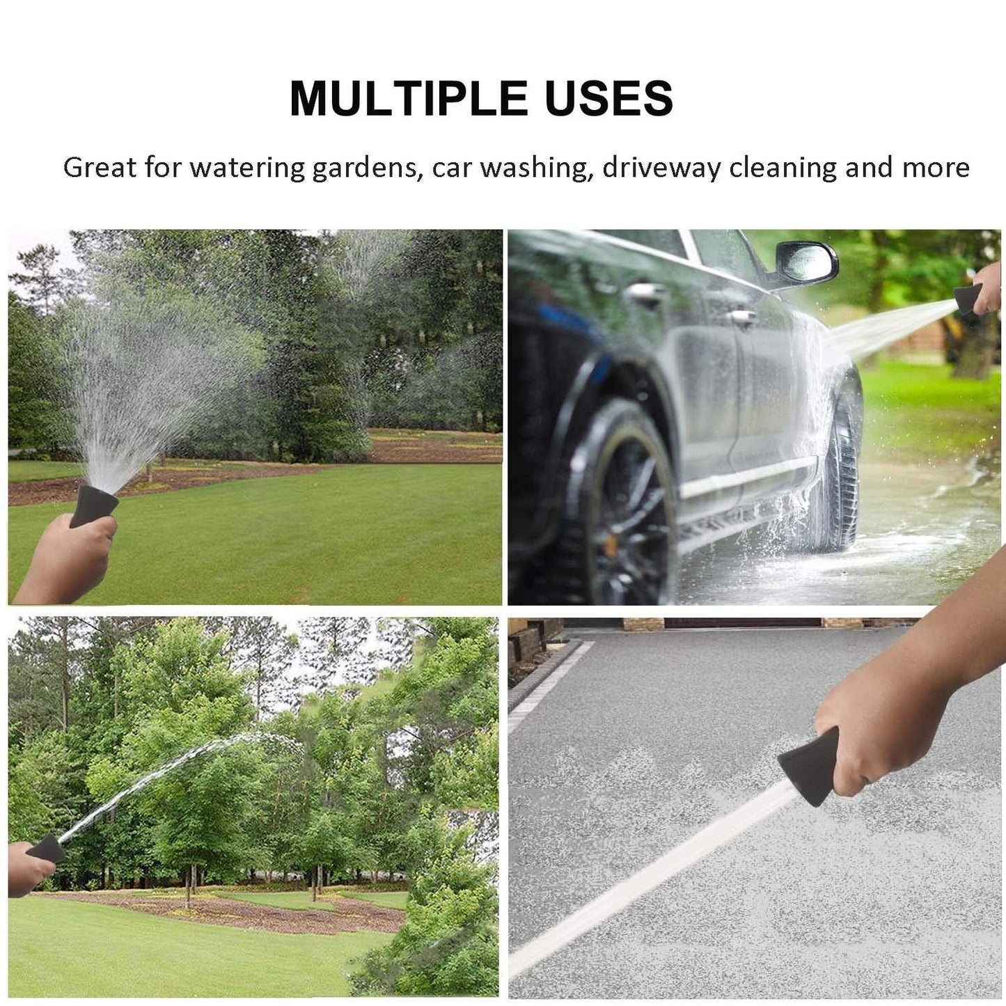 2 Pack Heavy Duty Fireman Style Hose Nozzle - Fits All Standard Garden Hoses - High Pressure Sprayer Nozzle to Wash Your Car or Water Your Garden – Leak Proof (Black)