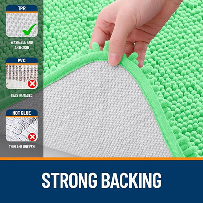 OLANLY Bathroom Rugs 30x20, Extra Soft Absorbent Chenille Bath Rugs, Rubber Backing Quick Dry, Machine Washable Bath Mats for Bathroom Floor, Tub and Shower, Home Decor Accessories, Mint Green