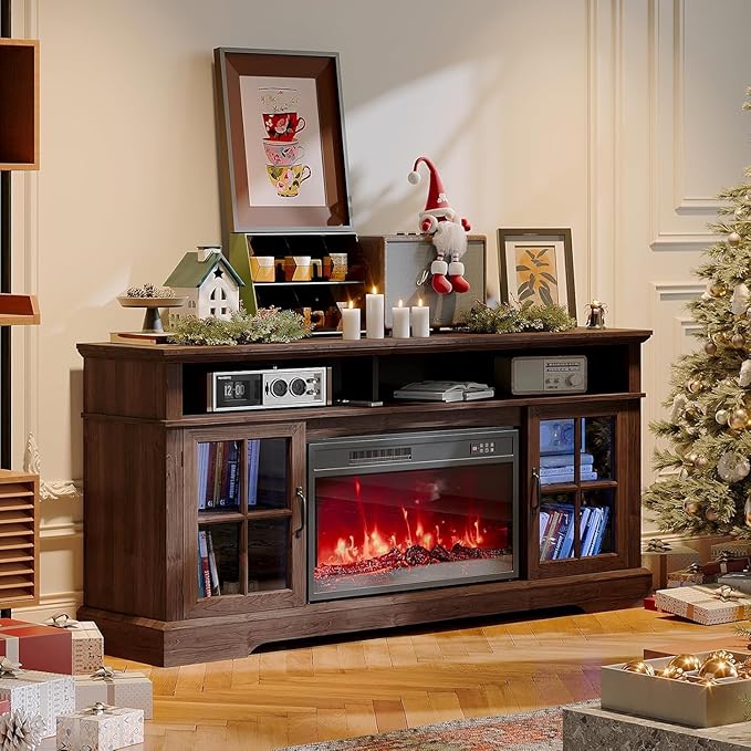 58" Fireplace TV Stand, Modern Entertainment Center