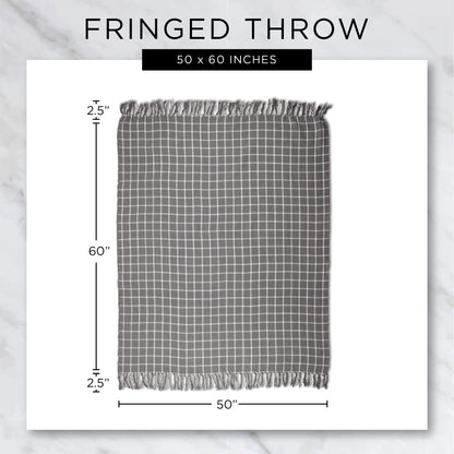 DII California Casual Houndstooth Woven Throw, Dark Brown & Stone, 50x60